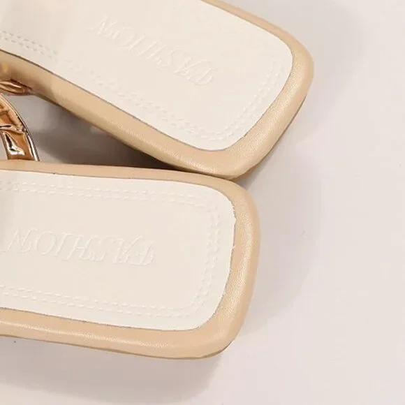 Metallic Rhinestone Butterfly Flat Sandals - Picture 4 of 5